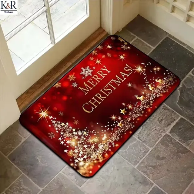 K&R Ventures Kerstdeurmat - 60 x 40 cm rood