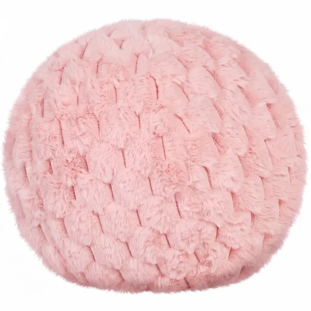 Beliani ROSEA - Sierkussen - Roze - 30 x 30 cm - Nepbont