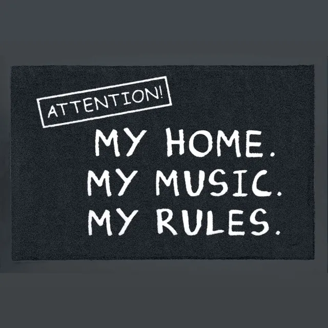 Uitspraken Attention! My Home. My Music. My Rules. Unisex Deurmat - zwart - Standard