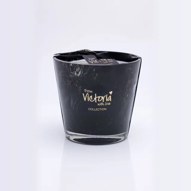 VICTORIA WITH LOVE Kaars - Geurkaars - Marble black - Medium - Glas - Indoor zwart