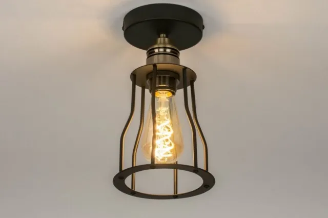 Lumidora Plafondlamp 73493 - Plafonniere - RIEK - E27 - Zwart - Goud - Messing (kleur) - Metaal - ⌀ 15 cm