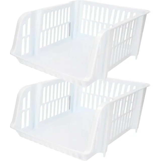 PLASTICFORTE Stapelbare opbergmand - 2x - Wit - 16L - kunststof - 38 x 28 x 15 cm
