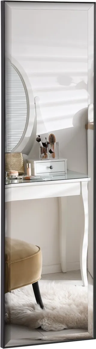 Homcom Spiegel op ware grootte - Aluminiumlegering - 120x35cm - Zwart
