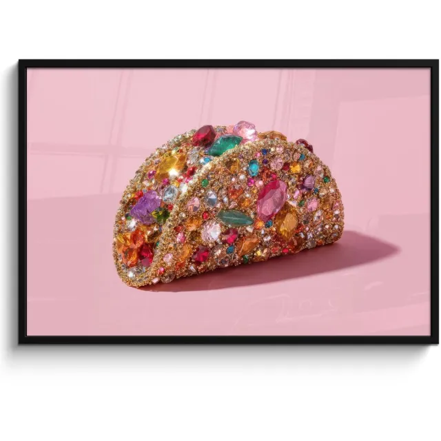 FrameYourWall Poster in lijst - Fotolijst 120x80 cm - Posters - Taco - Kleurrijk - Edelstenen - Goud - Posterlijst zwart - Decoratie - Wanddecoratie woonkamer - Muurdecoratie slaapkamer