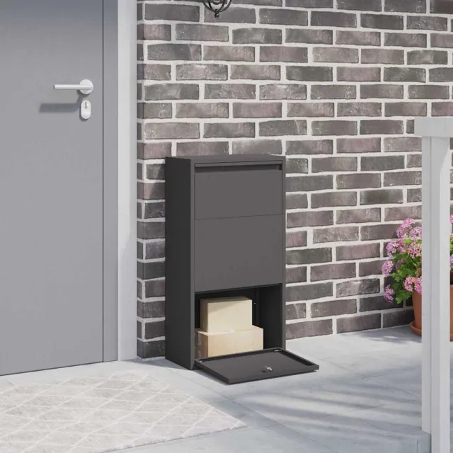 vidaXL Pakket inwerp box met opslag Zwart 44 x 22 x 82 cm Staal