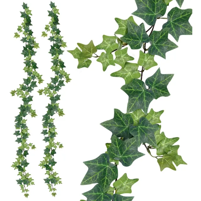 Ibenzoa Kunstmatige Klimop Slinger voor Binnen en Buiten Decoratie - Set van 2 Stuks, 200 cm Lang met 165 Bladeren per Stuk Groen
