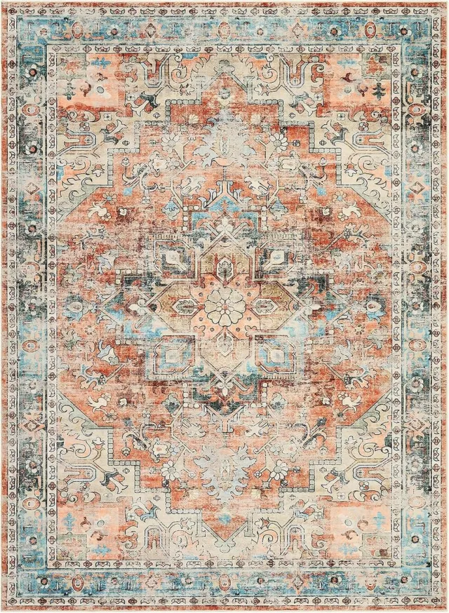 Triumpunpre Perzisch Vloerkleed - Wasbaar Antislip Fluweelzacht - Baksteenrood - 160x230 cm