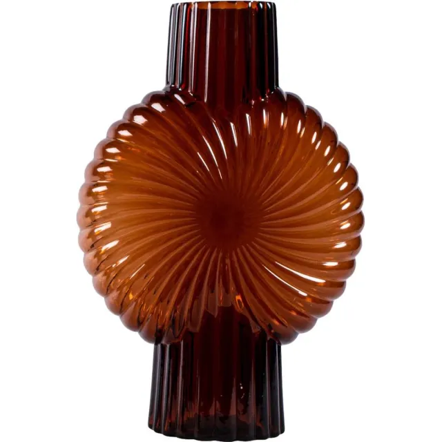 PTMD COLLECTION PTMD Zugar Ronde Vaas - 27 x 13 x 40 cm - Glas - Bruin