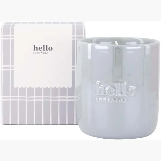 Zusss Geurkaars Keramiek Parelmoer In Doosje Hello - Blauw / Wit - Ø8x9cm