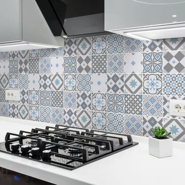 Ambiance Sticker Zelfklevende tegelmuurstickers voor keuken en badkamer - 24 Azulejos Palencia tegelstickers - 24 stickers 15x15cm Multi color