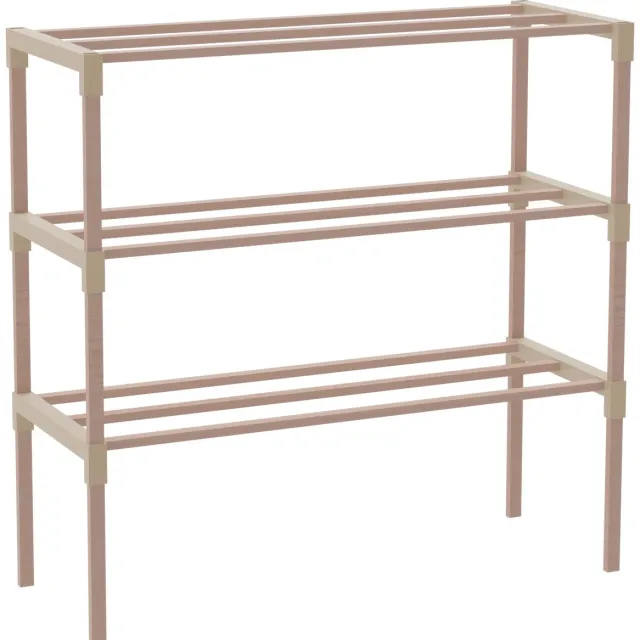 Fixwood Schoenenrek 3 Lagen – Beige - Houten Schoenenkast – Compact & Ruimtebesparend Schoenenrek voor 9+ Paar – Modern Design – 51 x 23 x 57 cm