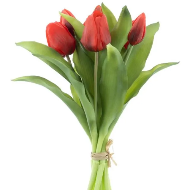 Nova Nature 7 kunst tulpen Vermeer-boeket van 7 rode kunsttulpen-Real Touch Vermeer tulip bundle Sally X7 rode 31cm rood