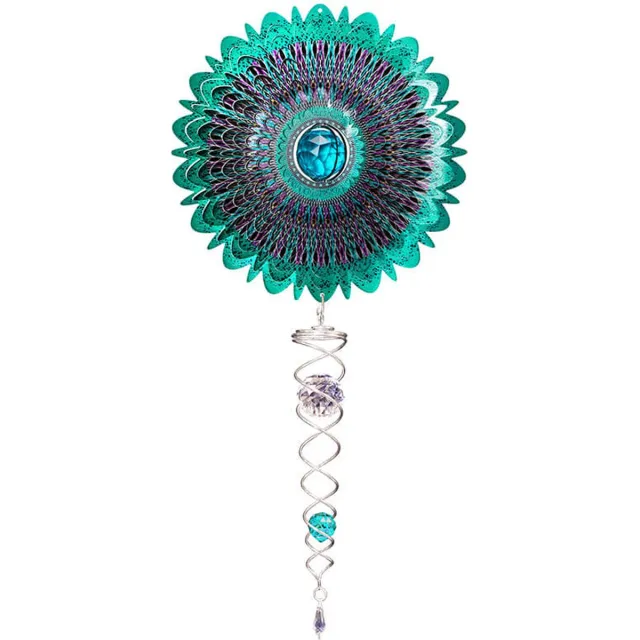 Spin Art/Cooking Vinyl Windspinner, Spin Art, Crystal Mandala Space Artist Crystal Tail, ACTMSP0800, totale lengte 60cm Aqua, Groen, Paars, Zwart