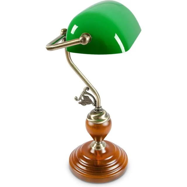 Relaxdays Bankierslamp - E27 - antiek donkergroen