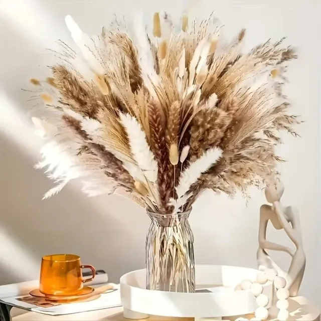 PolkaHome Gedroogd Bohemian Bloemstuk - 147 Delig Volume Decoratie met Natuurlijke Grassen