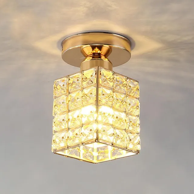 KZQ Mini Kristallen Plafondlamp - 17cm - Vierkant Met Kleine Kristallen - E27 Fitting - Dimbaar - Voor Hal Slaapkamer En Woonkamer geel.8
