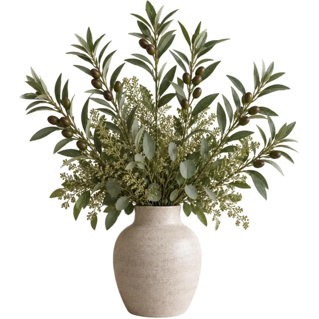 Bellatio Design Kunstplant Olijf takken - 6x - 75 cm - groen - olijfboom - siertakken stelen - decoratie
