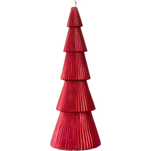 J-Line Dennenboomkaars - paraffine - kerstrood - large