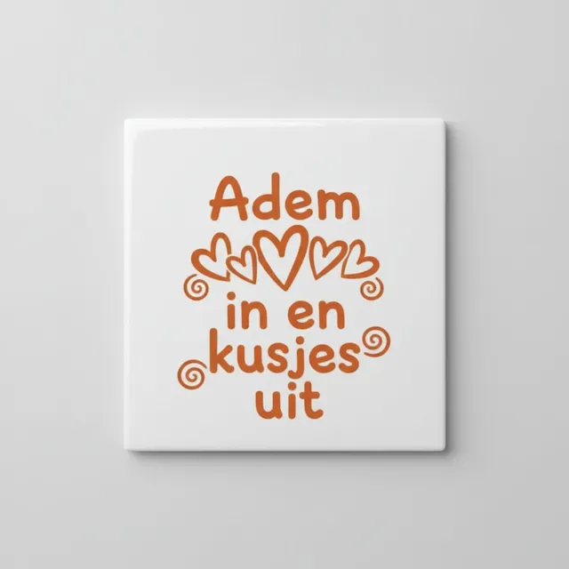 Nevolis Adem In En Kusjes Uit Decoratieve Tegel – Positieve Liefde Tekst Wanddecoratie – Keramische Tegel 15 × 15 cm multi color
