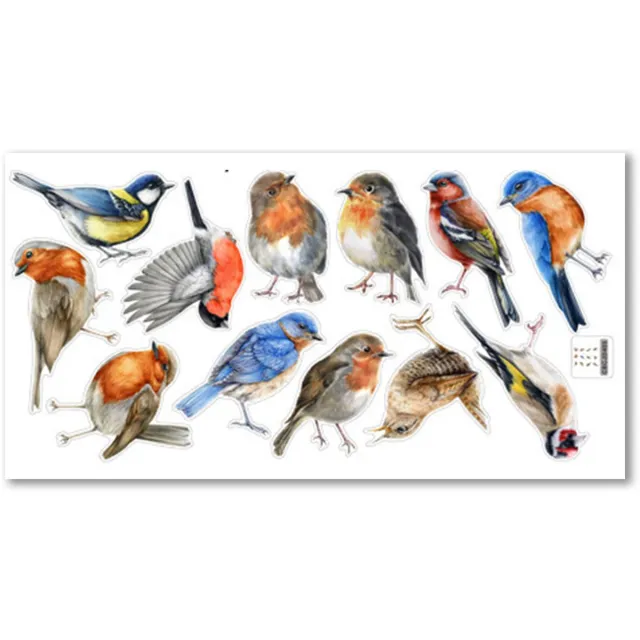 longziming 12 stuks Dubbelzijdige Vogel Raamstickers - Kleurige PVC Raamdecoratie - Elektrostatisch - Verwijderbaar - Anti-botsing - Vogelbescherming