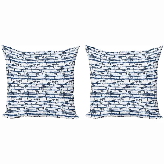 ABAKUHAUS Tropisch Kussenhoes Set – 2x60x60 cm – Dubbelzijdig bedrukt – Nachtblauw