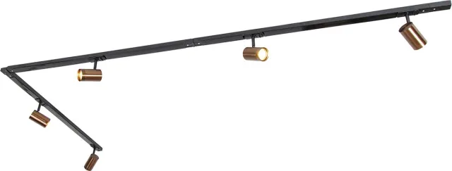 QAZQA jeana - Moderne Spot railsysteem verlichting, railverlichting geschikt voor led - 5 lichts - L 285.5 cm - Brons - Woonkamer | Slaapkamer | Keuken