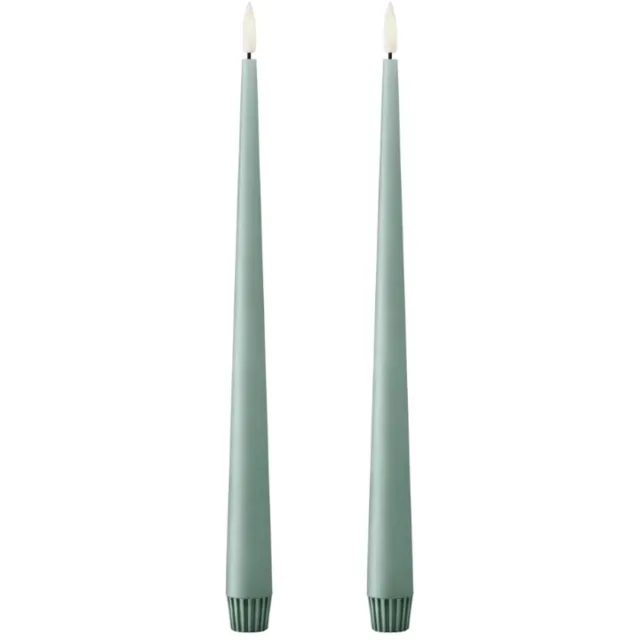 Ester & Erik Led Taper kaars 30cm jade stone set van 2 groen