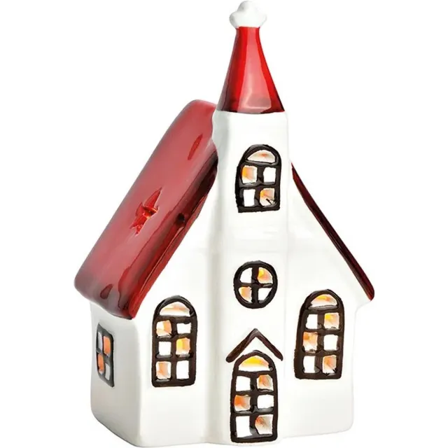 G. Wurm Theelichthouder - waxinelichthouder - kerkje in rood en wit