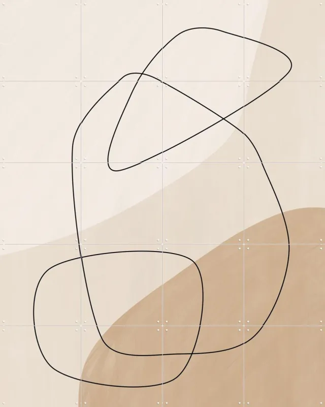 IXXI Graphic Shapes & Lines, Elena Ristova & Various - 80 x 100 cm - Grote wanddecoratie en posters - Minimalisme, Line art, Abstract, Grafisch Wit / Beige