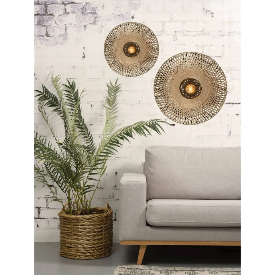 Good&Mojo wandlamp Kalimantan bamboe naturel zwart Ø44 cm, foto 6