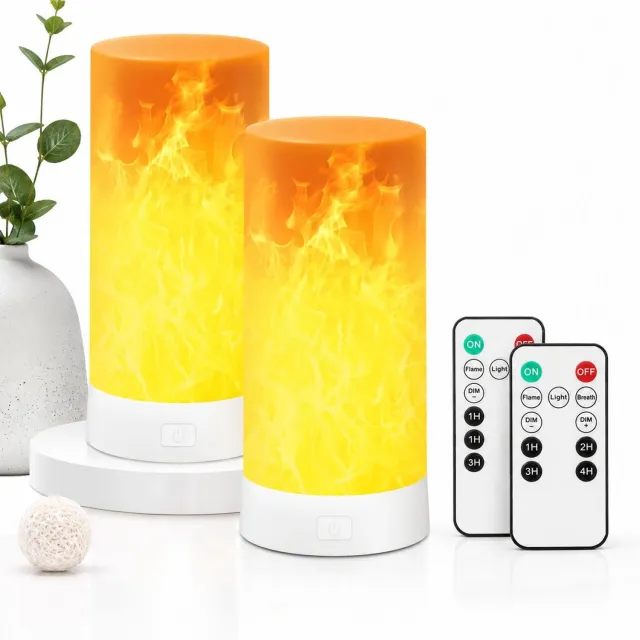 VHV Lamp - 2 Stuks LED Vlam - USB Oplaadbaar - Waterdicht Dimbaar met Afstandsbediening en Timer - Vlamloze Kaarsen voor Huis Feest Tuin Kamperen Hoofdkleur van de afbeelding