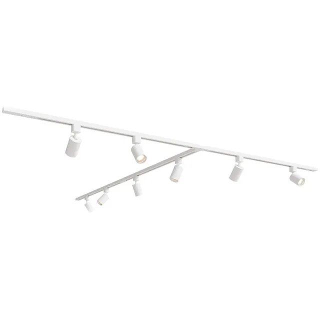 HOFTRONIC railverlichting pakket T-vorm – 4x 1 meter rail – 8x GU10 railspots – dimbaar – aluminium wit – IP20 – modulair – 230V – railverlichting woonkamer keuken