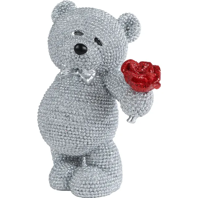 Gifts Amsterdam Beertje zilver met roos/ Deco & Cadeau by Peters