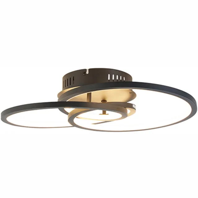QAZQA rowin - Design Dimbare LED Plafondlamp met Dimmer - 1 lichts - L 45 cm - Zwart - Woonkamer | Slaapkamer | Keuken Zwart LED