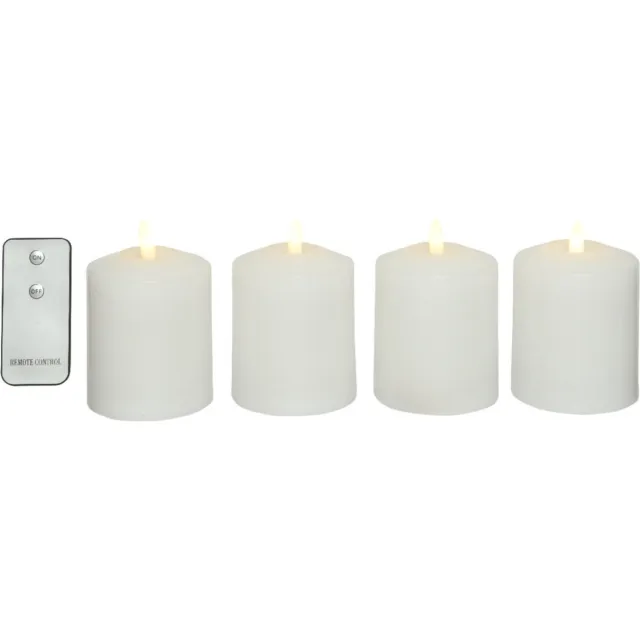 Lumineo LED kaarsen - 4x - wit - D7,5 x H11,5 - afstandsbediening - kerkkaarsen