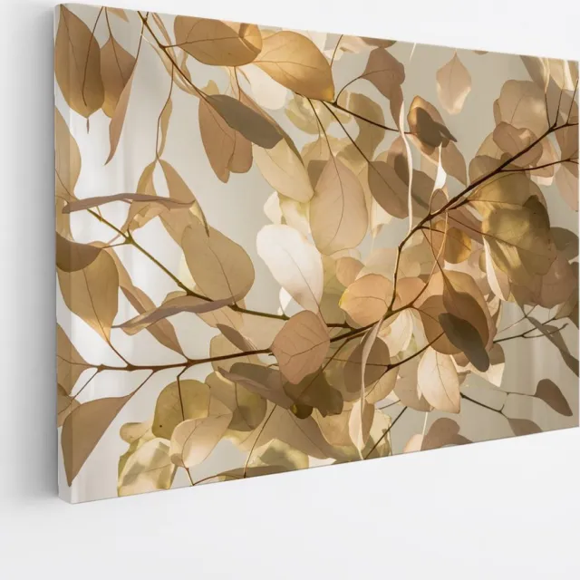 Saammp Canvas Schilderij - Bladen in zonlicht - Natuur - Abstract - 50x40 - Foto op canvas - Wanddecoratie - Muurdecoratie Woonkamer - Kantoor Decoratie Multicolor