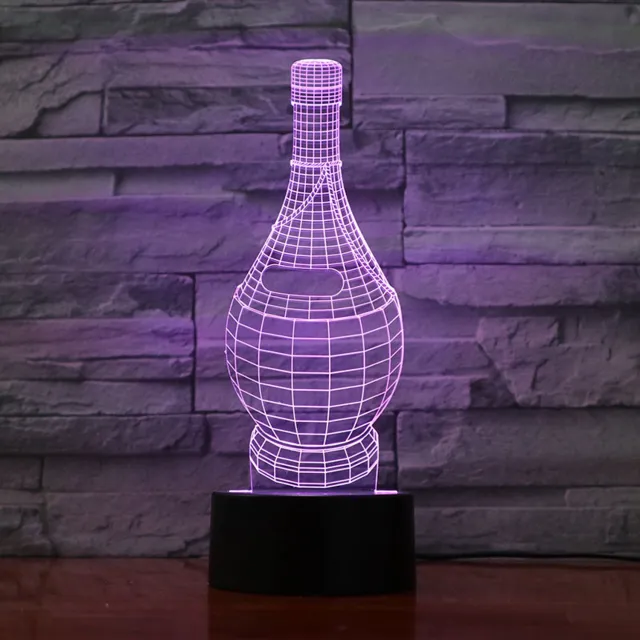 MC Living 3D Led Lamp Met Gravering - RGB 7 Kleuren - Fles