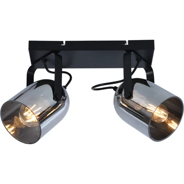 Olucia CLYDE - Plafondlamp - Grijs / Zwart - 2L - Vorm: Rechthoek