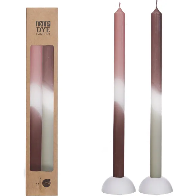 Dip & Dye Dip Dye taper kaars - Ø2.2 h.34 cm - Kleur Roze Olijf - set van 2 - Kerst Sinterklaas cadeau