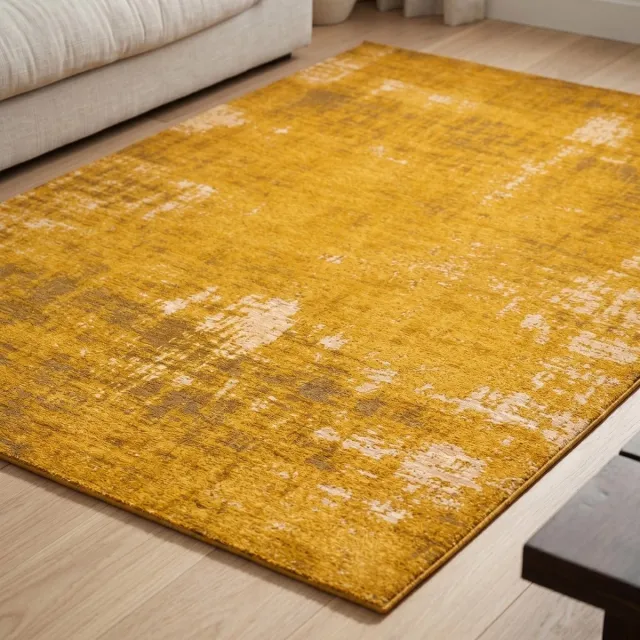 DÉJA Living Vloerkleed 68x220cm - Laagpolig Geel Stof - Ruma