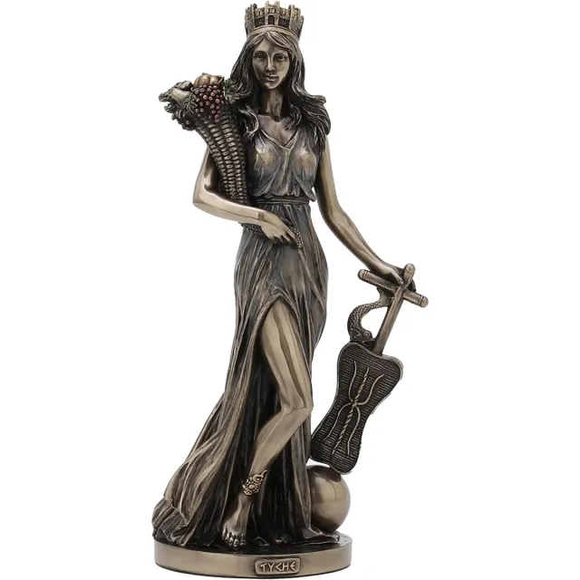 Veronese Design Tyche Griekse Godin van Geluk, Fortuin en Voorspoed - gebronsd beeld - 28cm