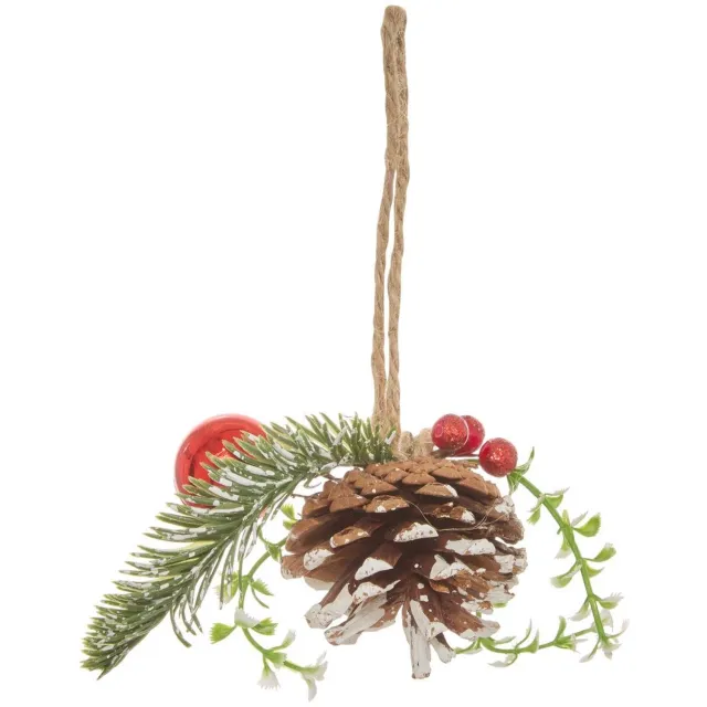 Feeric lights & Christmas Hangversiering van dennentak, versierd met dennenappels, 7 cm Modèle D
