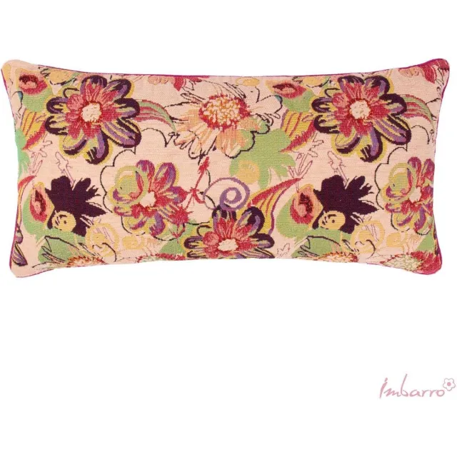 Imbarro Home & Fashion Imbarro - Kussen - Sierkussen - Laurel - Robuust Katoen - Bloemen - 40x60cm Beige