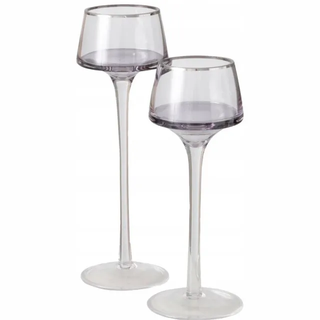 MoKo SMOLA glazen kandelaars set van 2 - 20 x 23 cm Transparant