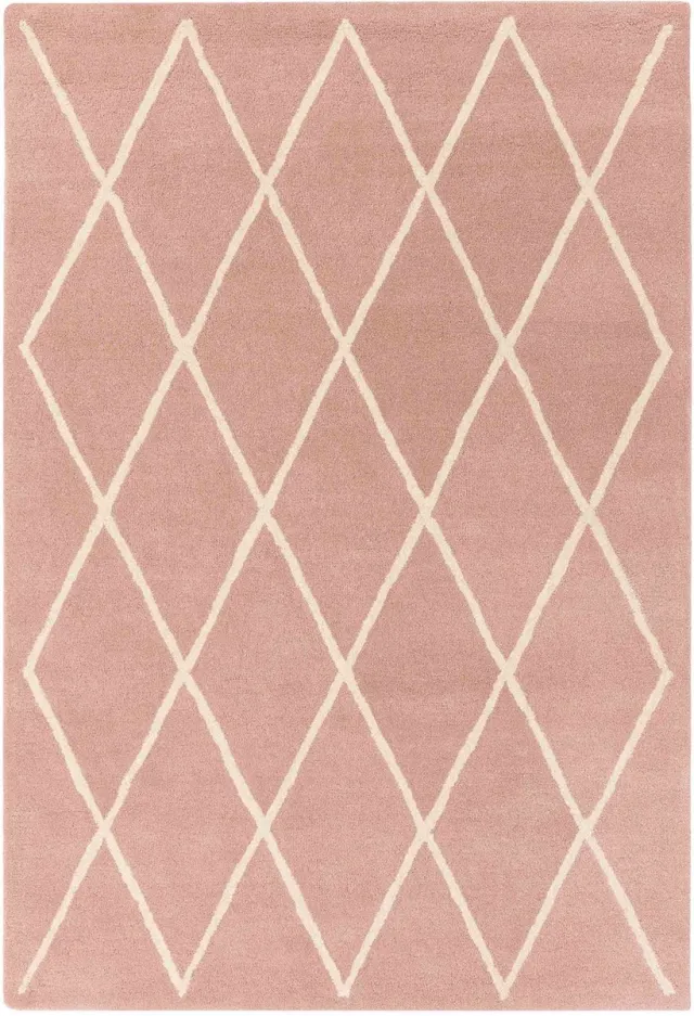 Eazy Living Easy Living - Albany-Diamond-Pink Vloerkleed - 200x290 - Rechthoek - Laagpolig Tapijt - Landelijk - Roze, Wit
