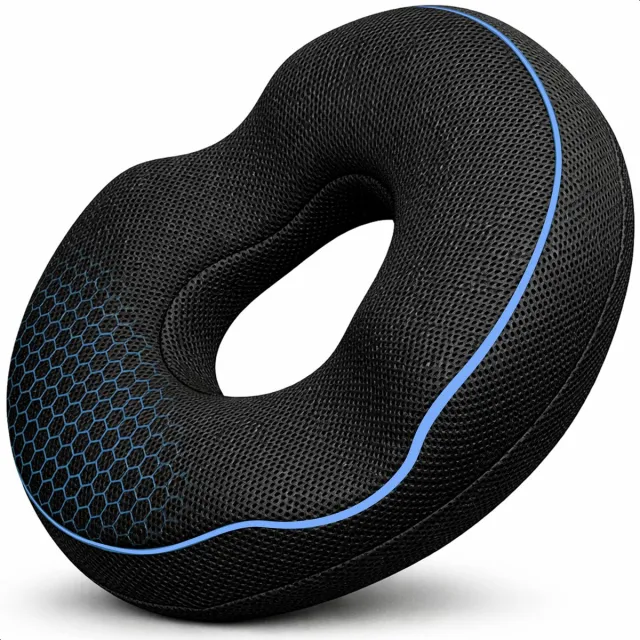 Alyze Donut kussen Orthopedisch - Zitkussen - Stuitje - Ergonomisch - Traagschuim - Wiebel - Voor Auto, Bureaustoel & Bank Zwart donutkussen
