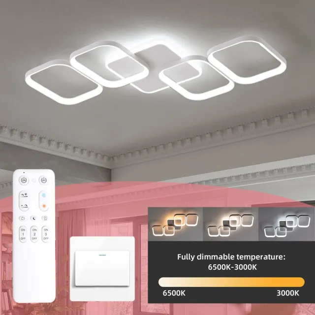 ANTENLICHT LED Plafondlamp - 4 Plafonniere Wit - Modern LED verlichting - 50W Woonkamer Lamp - Dimbaar met Afstandsbediening - Modern Slaapkamer Lamp - 3000K-6500K - 5600LM