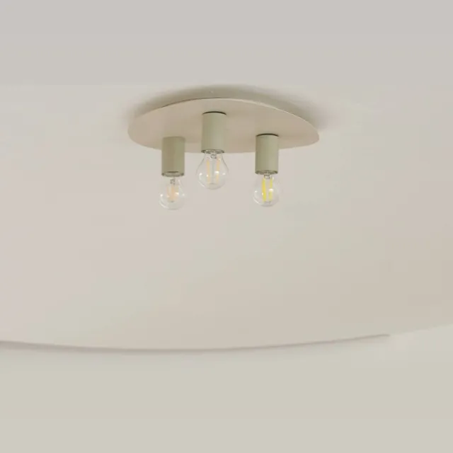 Lindby plafondlamp - 3lichts - IJzer - H: 9.6 cm - E27 - beige, ijsgroen