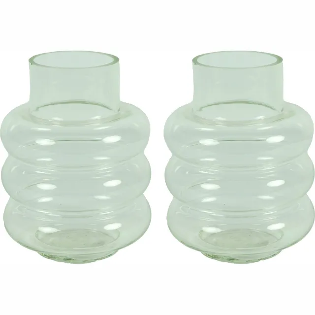 Countryfield Bloemenvaas Bubbles - 2x - helder transparant - glas - D17 x H22 cm