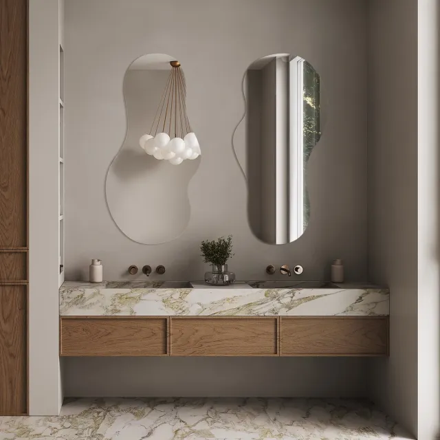 Coloray Toiletspiegel - Onregelmatige Spiegel - 45 cm x 90 cm - Stijlvolle Spiegel - Spiegel Onregelmatig - Organische Vorm Spiegel - Spiegel Voor Slaapkamer Zilver